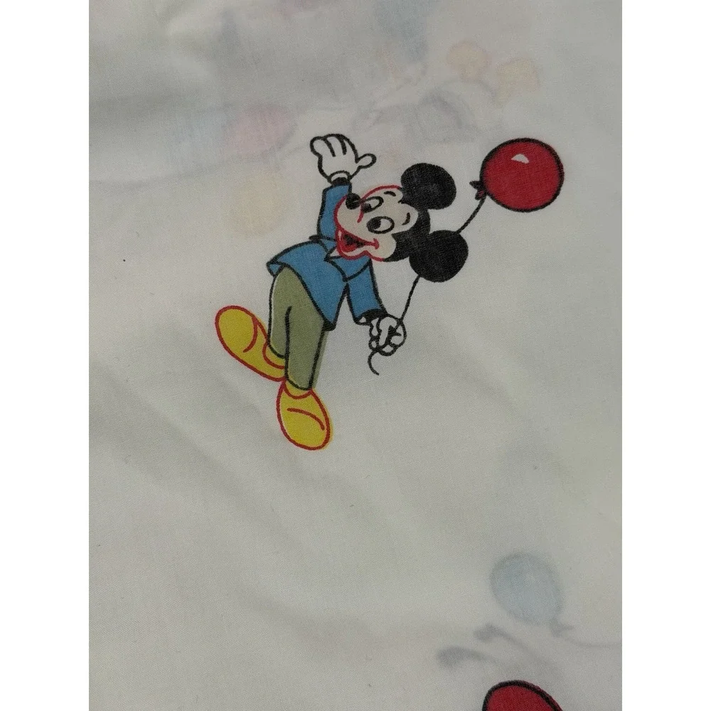 Vintage Disney Mickey Minnie Mouse Balloons Twin Fitted Sheet Bedding